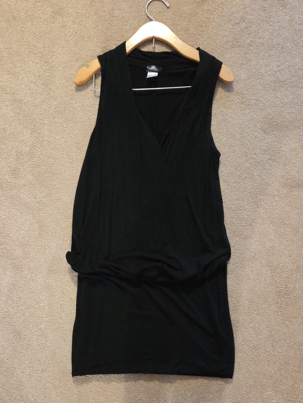 VENUS Black Sleeveless Wrap-Style Mini Dress